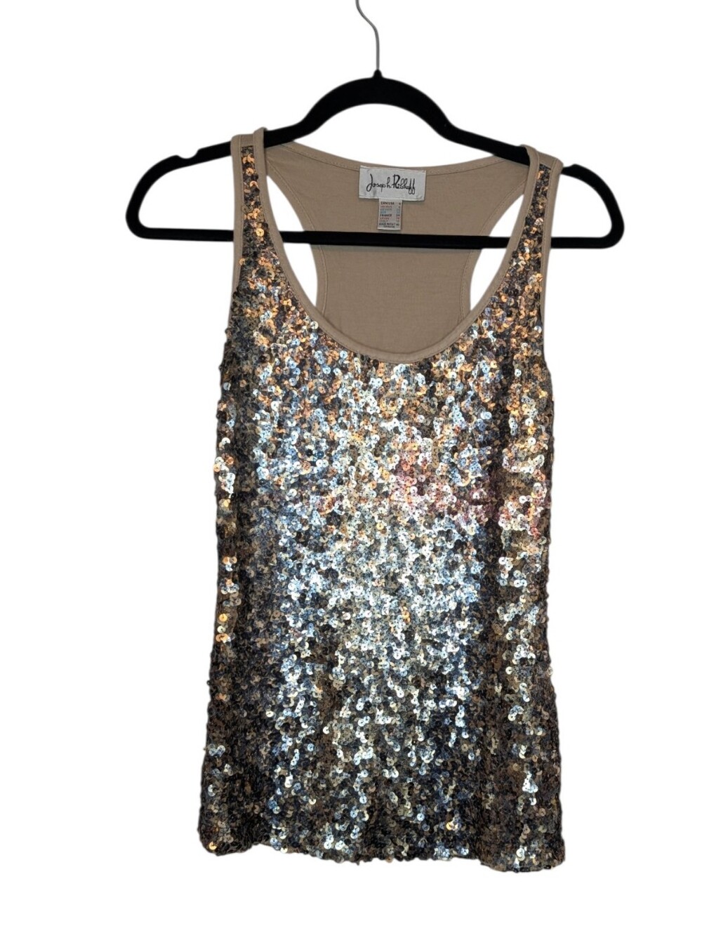 Joseph Ribkoff Sequin Tank Top Silver Gold Nude Ombre Size 6